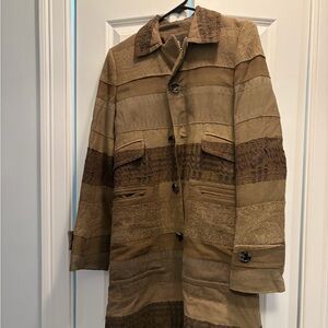Women's Brown Patchwork Coat